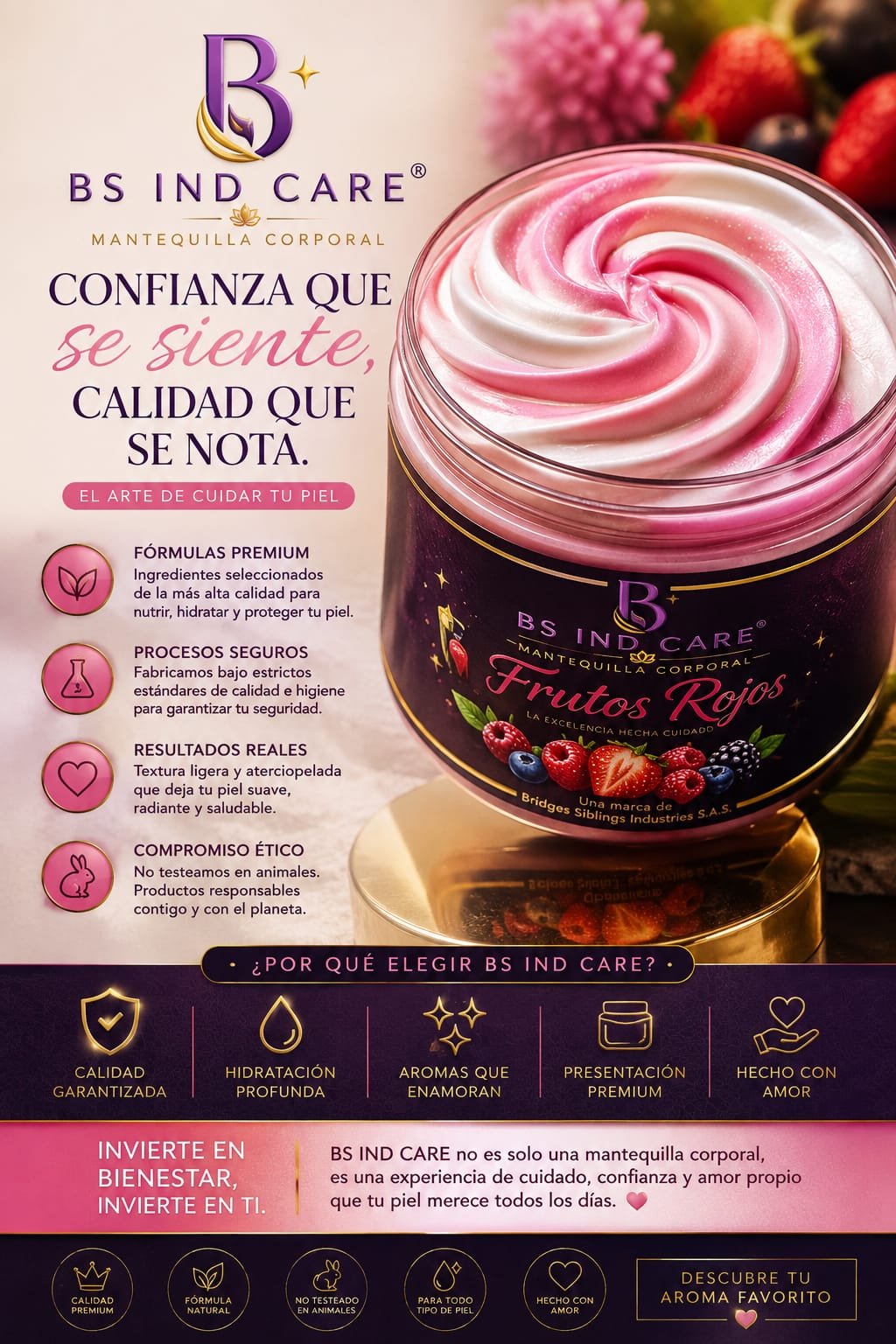 Detalle del envase y etiqueta BS IND CARE